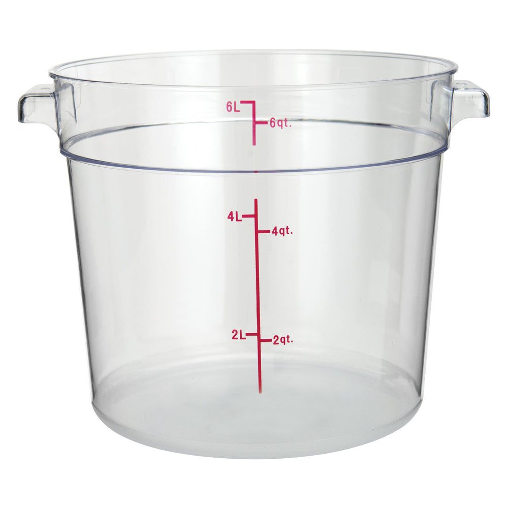 Winco Clear Polycarbonate Round Food Storage Container, 6 Quart Capacity -- 12 Per Case