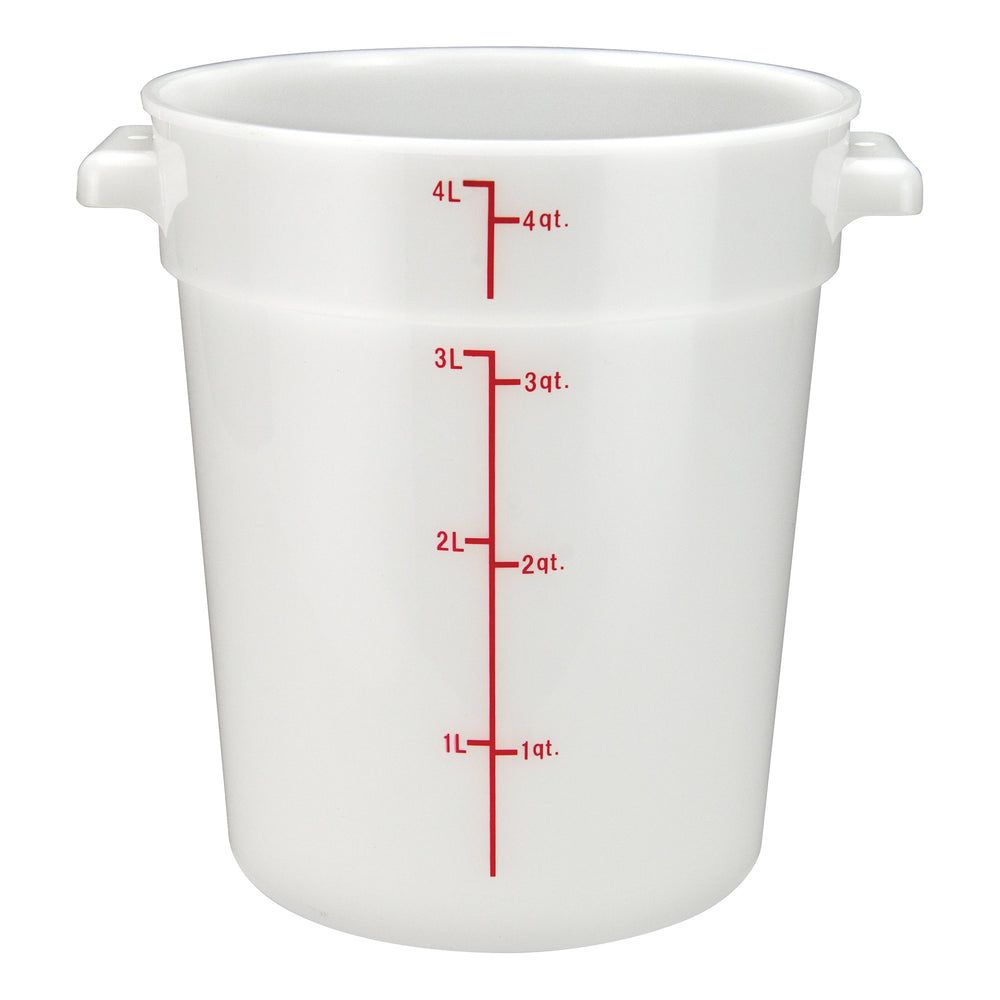 Winco White Polypropylene Round Food Storage Container, 4 Quart Capacity -- 12 Per Case