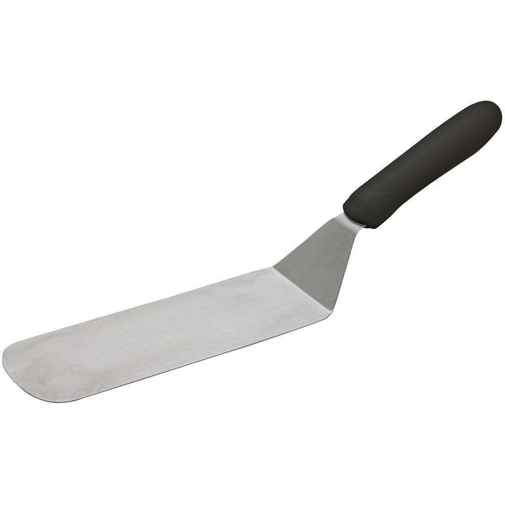 Winco Espátula Acodada Flexible De Acero Inoxidable Con Acabado Satinado Y Mango De Polipropileno Negro, Hoja De 8 1/4 X 2 7/8 Pulgadas -- 12 Por Caja