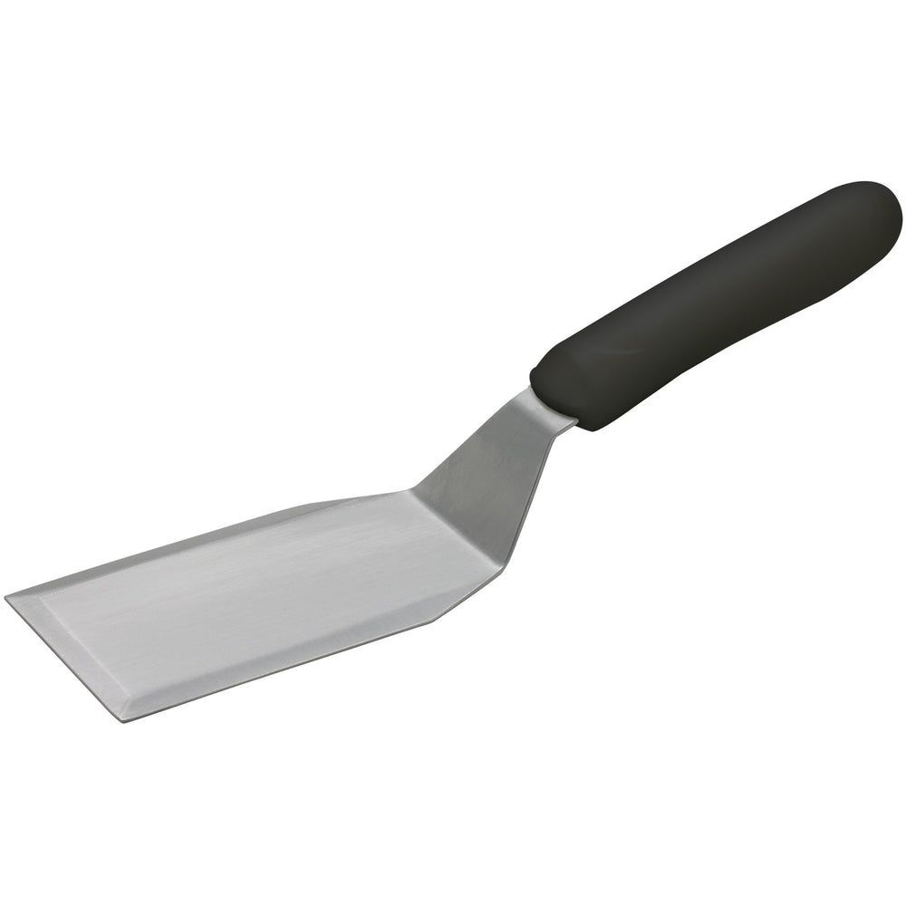 Winco Stainless Steel Satin Finish Hamburger Offset Turner With Black Polypropylene Handle, 5 1/8 X 2 7/8 Inch Blade -- 12 Per Case