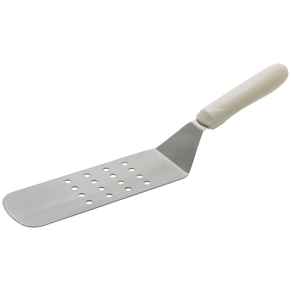 Winco Stainless Steel Perforated Flexible Offset Turner With White Polypropylene Handle, 8 1/4 X 2 7/8 Inch Blade -- 12 Per Case