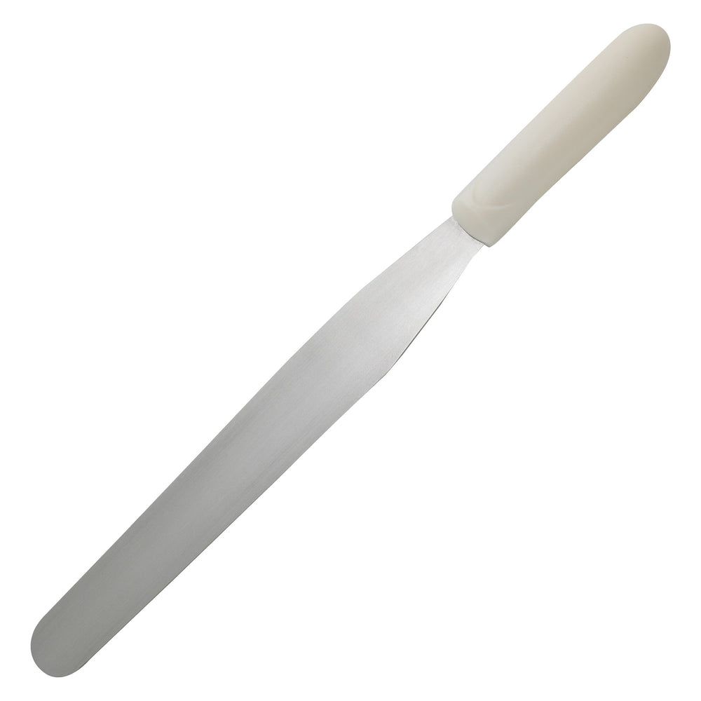 Winco Stainless Steel Allergen-free Bakery Spatula With White Polypropylene Handle, 10 X 1 3/8 Inch Blade -- 12 Per Case