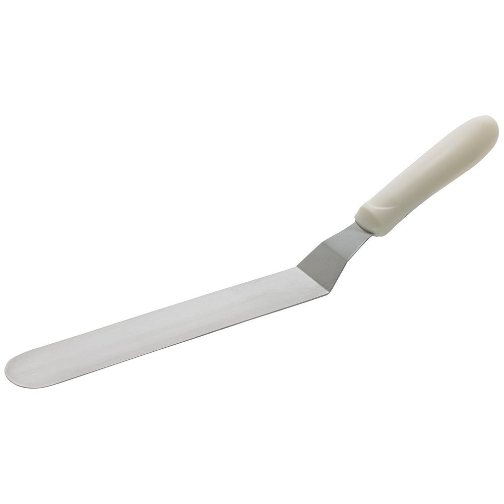 Winco Stainless Steel Satin Finish Offset Spatula With White Polypropylene Handle, 8 1/2 X 1 1/2 Inch Blade -- 12 Per Case