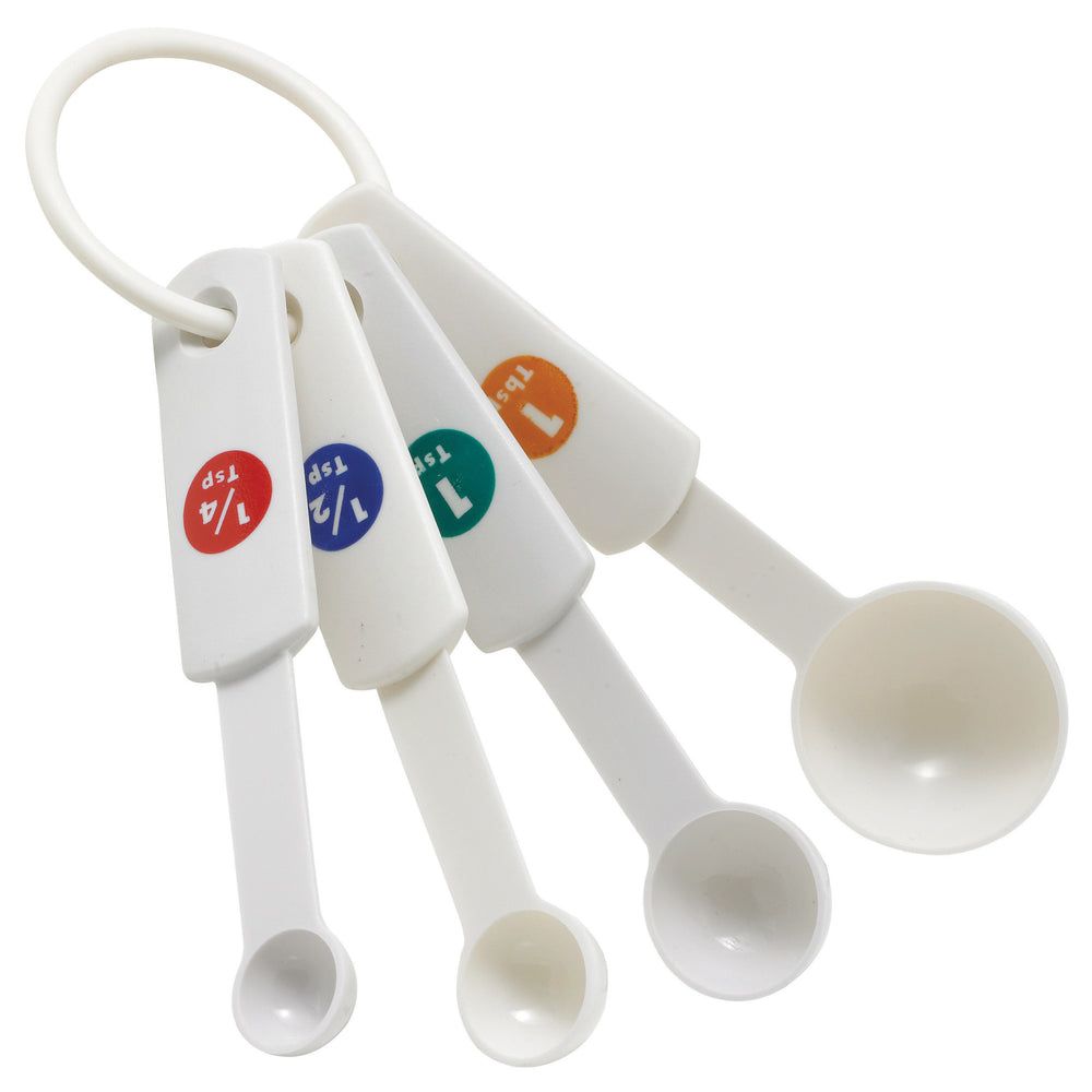 Winco White Plastic 4 Piece Measuring Spoon Set -- 12 Set Per Case