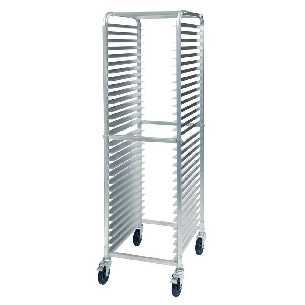 Winco Rack De Aluminio De 30 Niveles Con Carga Por El Extremo Para Bandejas, Con Freno, Separación De 2 Pulgadas