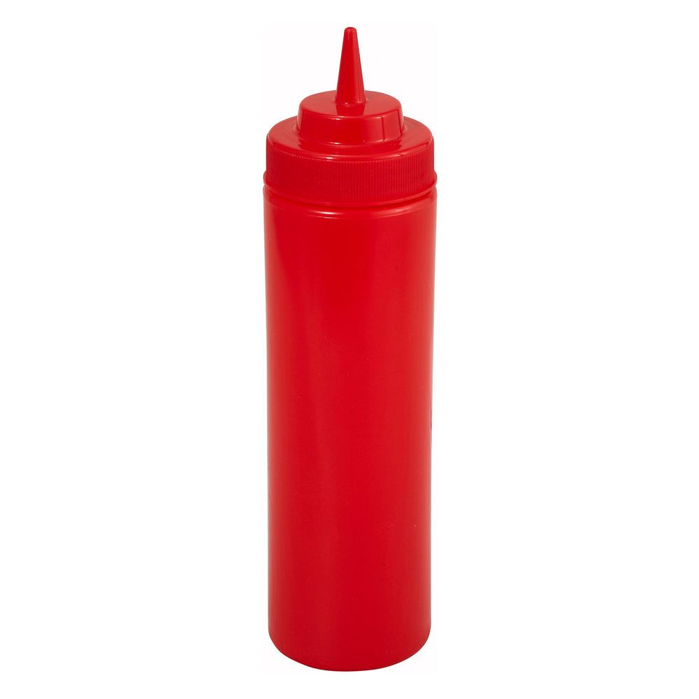 Winco Red Plastic Wide Mouth Squeeze Bottle, 12 Ounce Capacity -- 12 Per Case