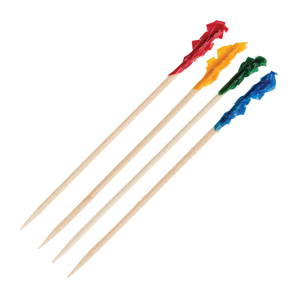 Winco Wooden Cellophane Frills Picks, 3 15/16 Inch -- 20000 Per Case