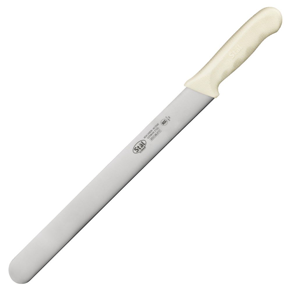 Winco Stal Roast Beef Slicer With White Polypropylene Handle, 12 Inch Blade -- 6 Per Case