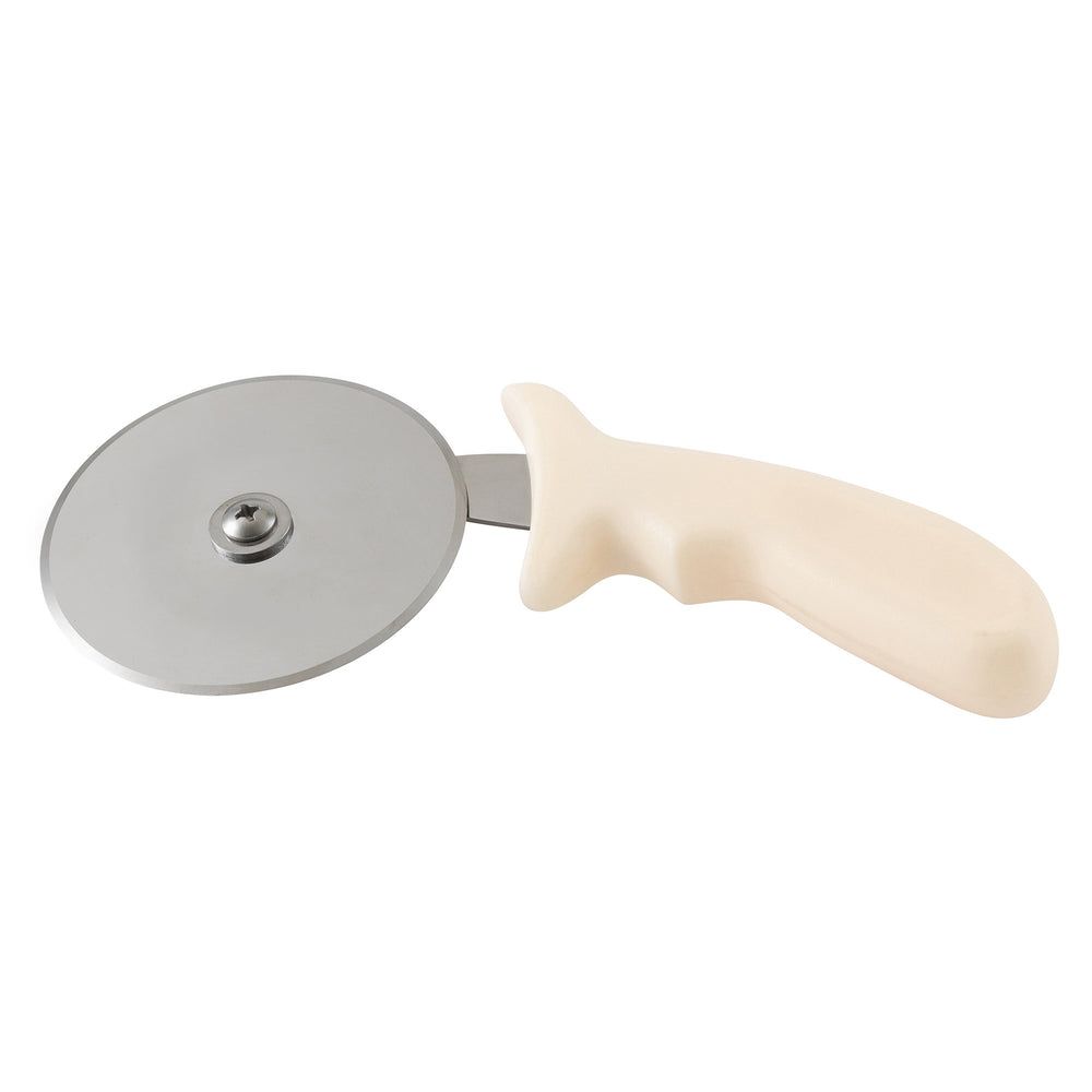 Winco Stainless Steel Pizza Cutter With White Polypropylene Handle, 4 Inch Dia. -- 12 Per Case