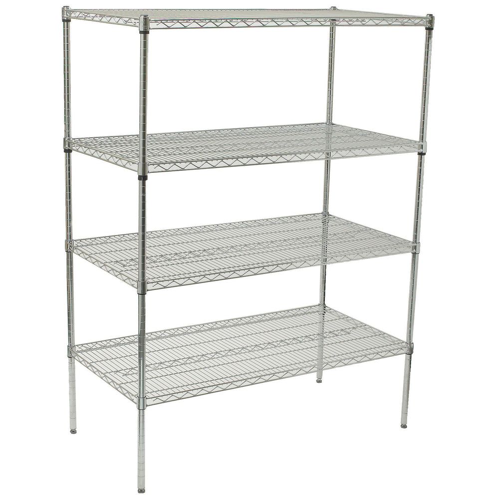 Winco Chrome-plated 4-tier Wire Shelving Set, 24 X 48 X 72 Inch