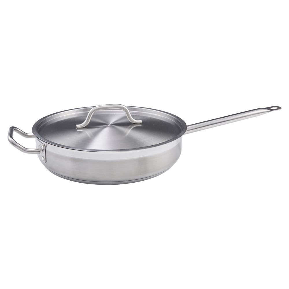 Winco 18/8 Stainless Steel Saute Pan With Cover, 5 Quart Capacity -- 4 Per Case