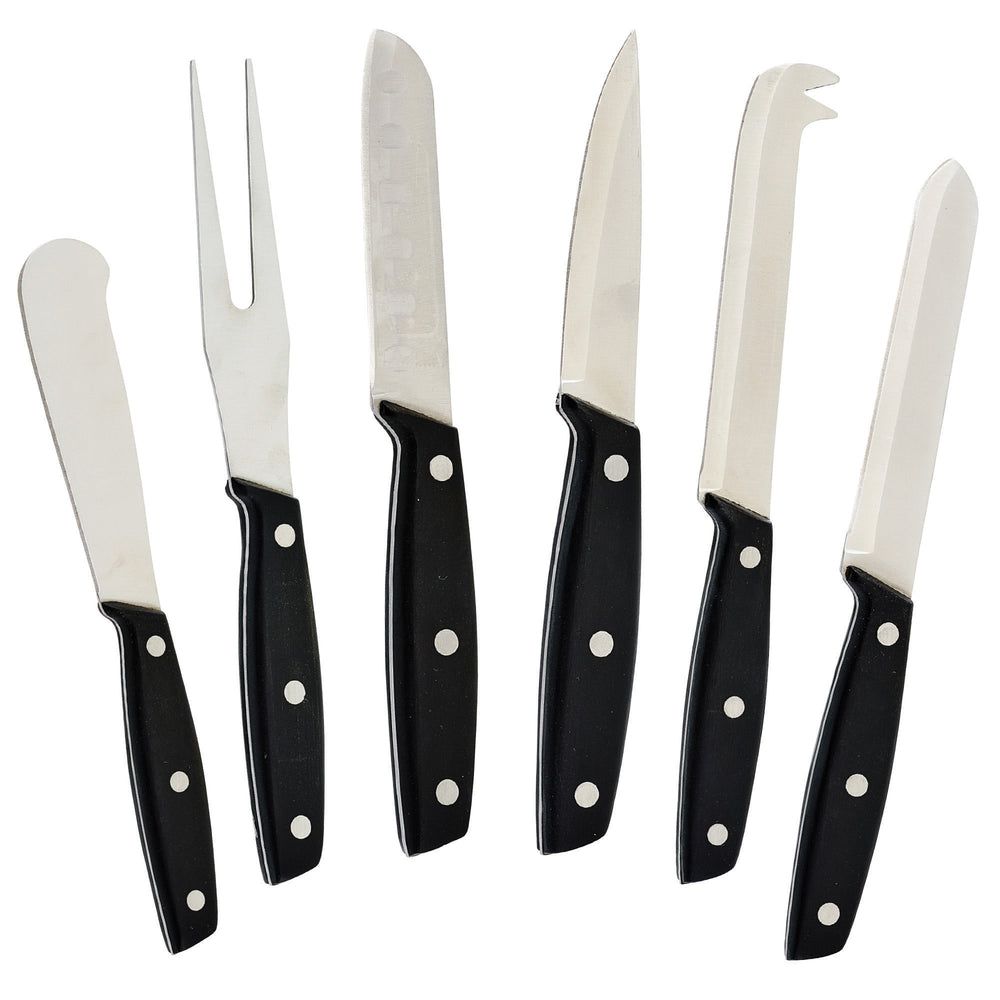 Winco Stainless Steel 6 Piece Cheese Knife Set With Pom Handle -- 12 Set Per Case