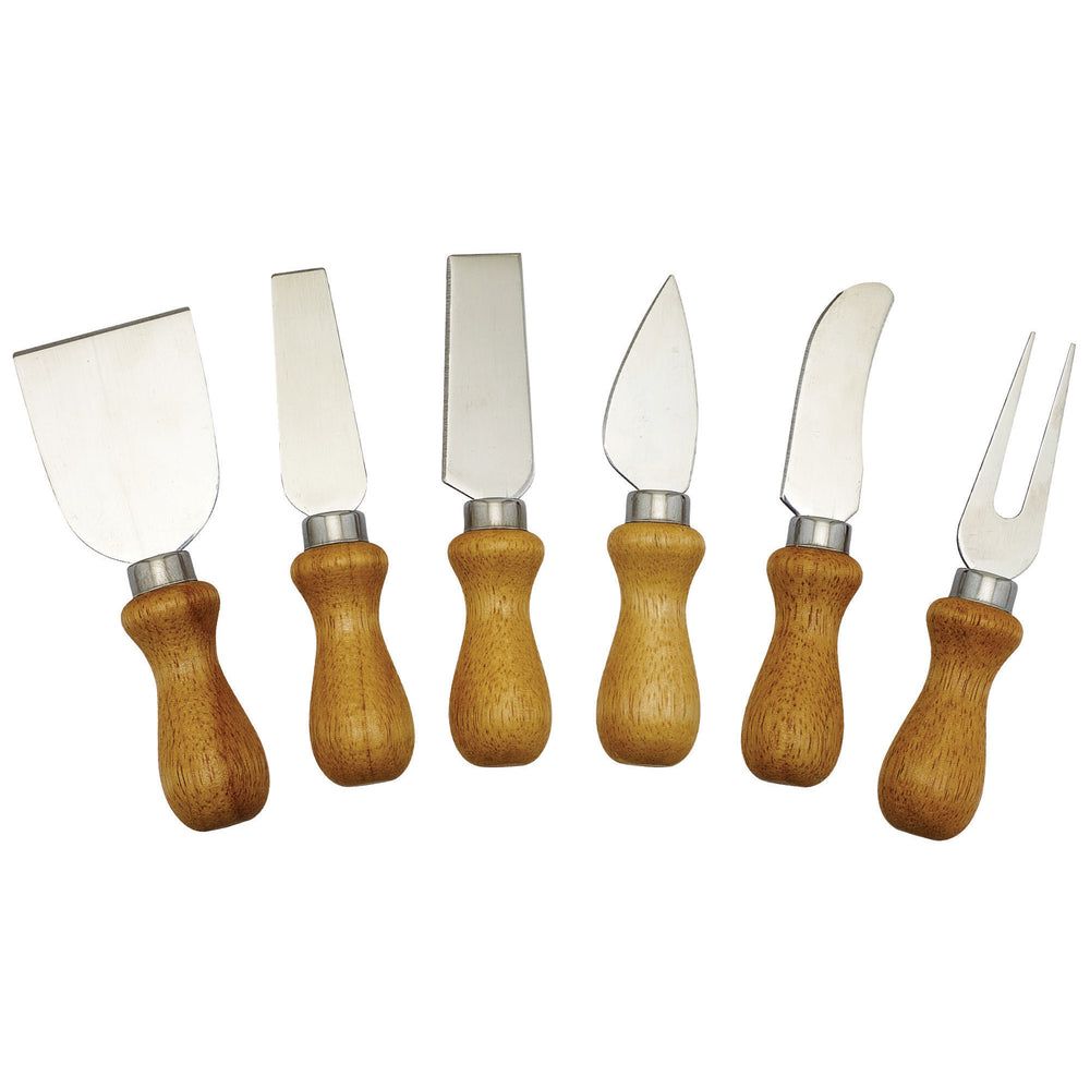 Winco Stainless Steel 6 Piece Cheese Knife Set With Wooden Handle -- 12 Set Per Case