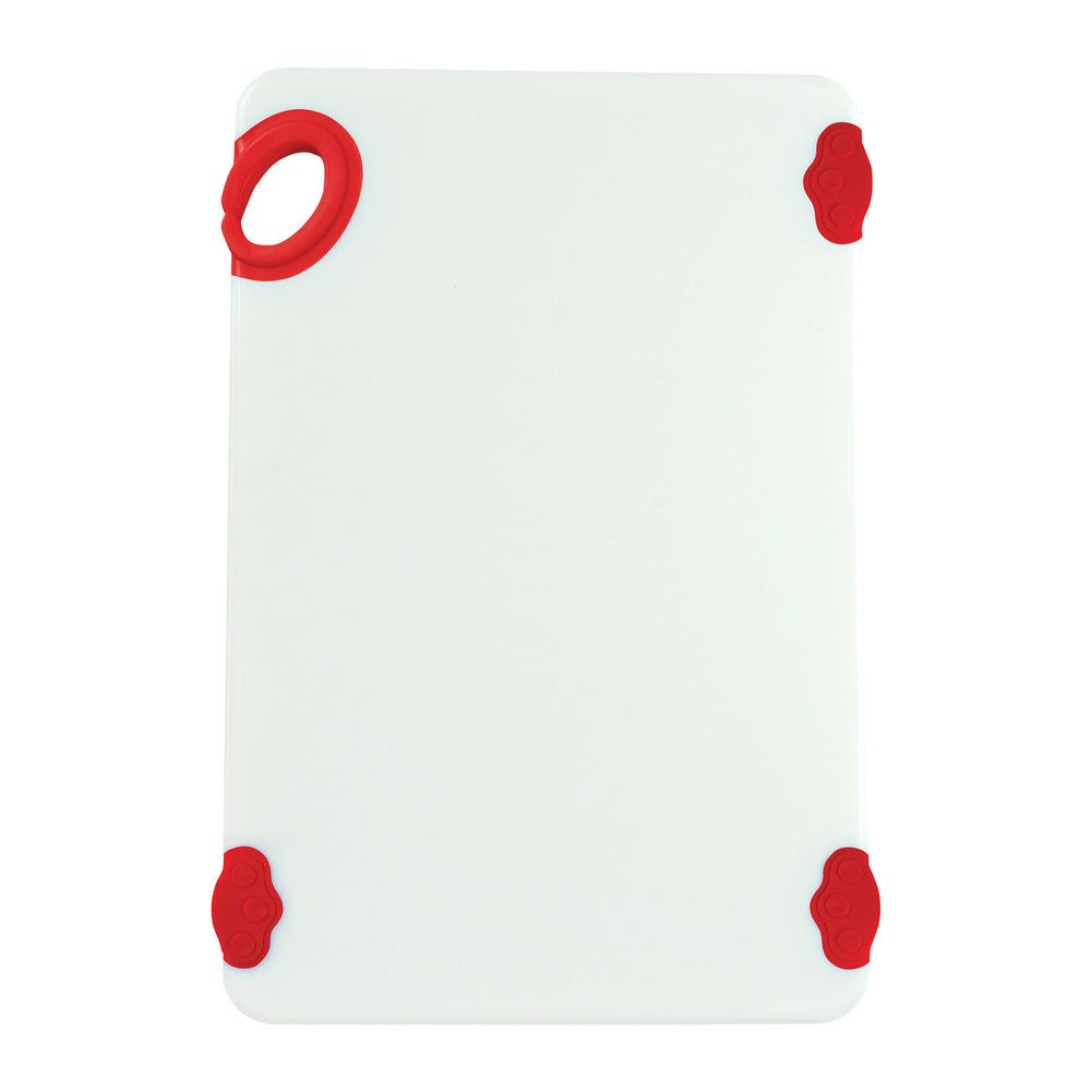 Winco Statik Board White/red Cutting Board With Hook, 12 X 18 X 1/2 Inch -- 6 Per Case