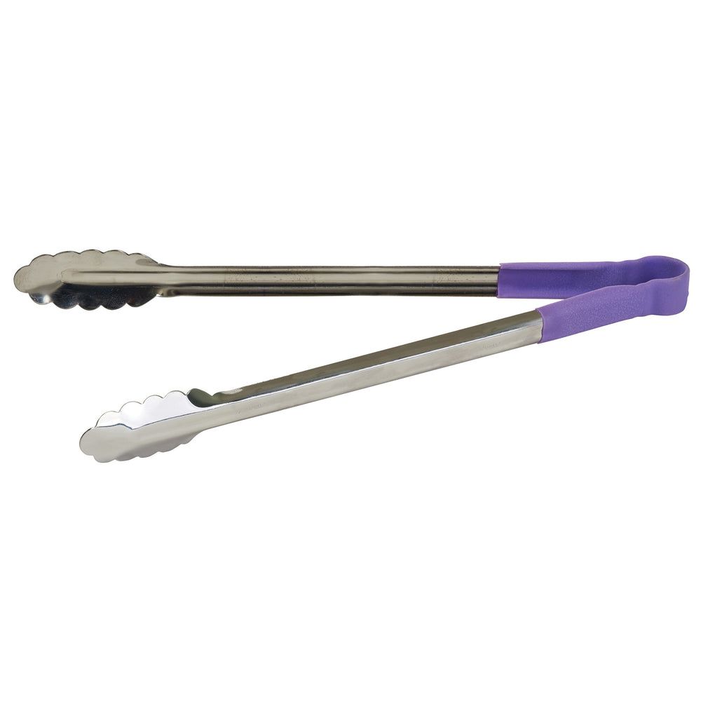 Winco Stainless Steel Allergen-free Utility Tong With Purple Polypropylene Handle, 16 Inch -- 6 Per Case