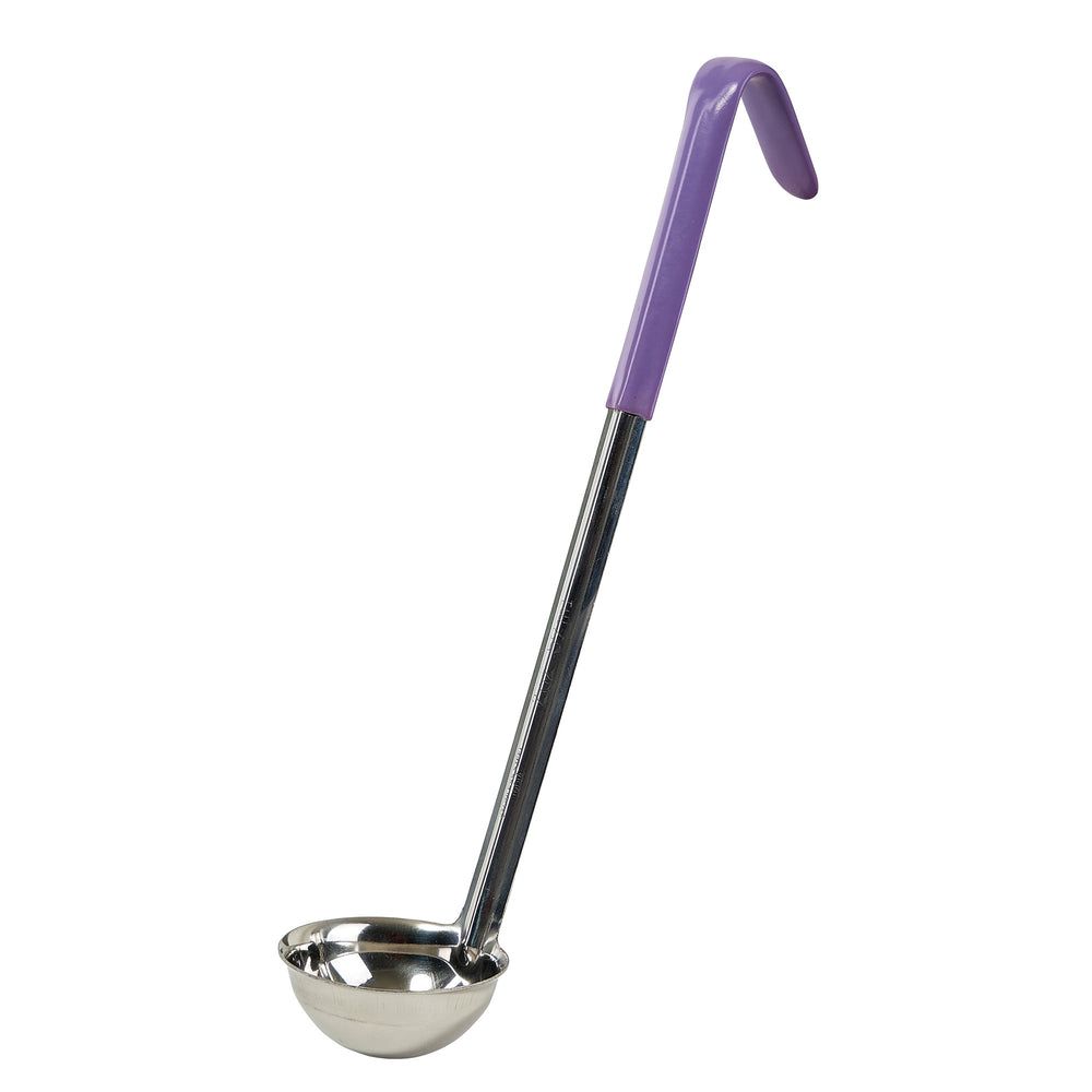 Winco Stainless Steel Allergen-free One Piece Ladle With 12.5 Inch Purple Handle, 2 Ounce Capacity -- 12 Per Case
