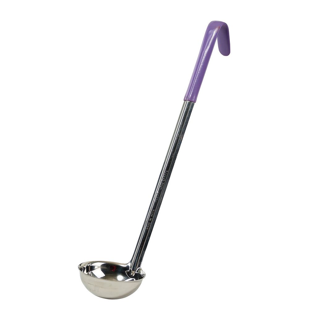 Winco Stainless Steel Allergen-free One Piece Ladle With 15.5 Inch Purple Handle, 4 Ounce Capacity -- 12 Per Case