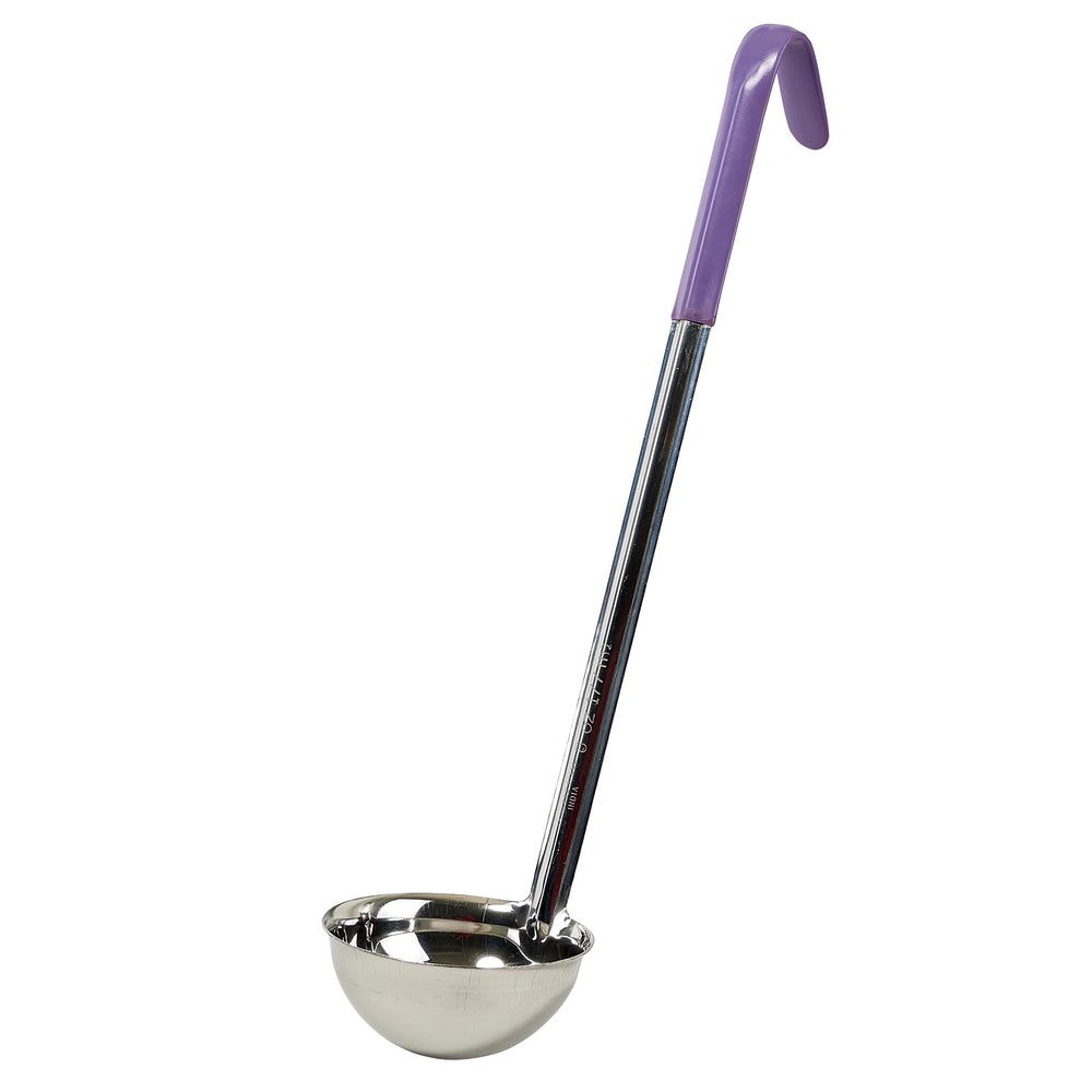 Winco Stainless Steel Allergen-free One Piece Ladle With 15.5 Inch Purple Handle, 6 Ounce Capacity -- 12 Per Case