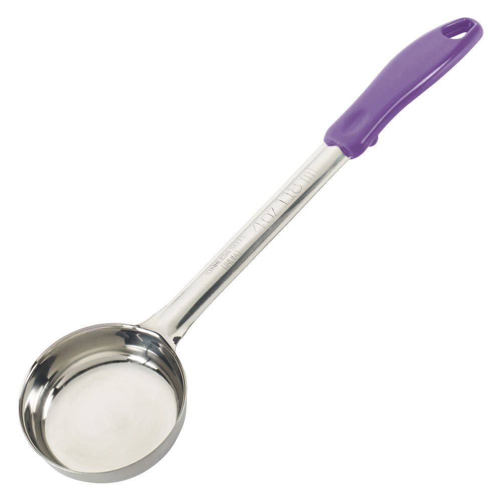 Winco Stainless Steel One Piece Allergen Free Solid Food Portioner With Purple Handle, 4 Ounce Capacity -- 12 Per Case