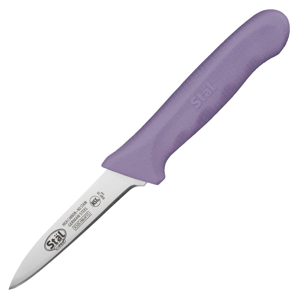 Winco Stal Allergen-free Paring Knife With Purple Polypropylene Handle, 3.25 Inch Blade -- 12 Per Case