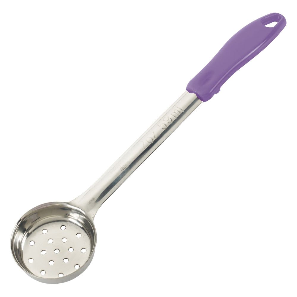 Winco Stainless Steel One Piece Allergen Free Perforated Food Portioner With Purple Handle, 2 Ounce Capacity -- 12 Per Case