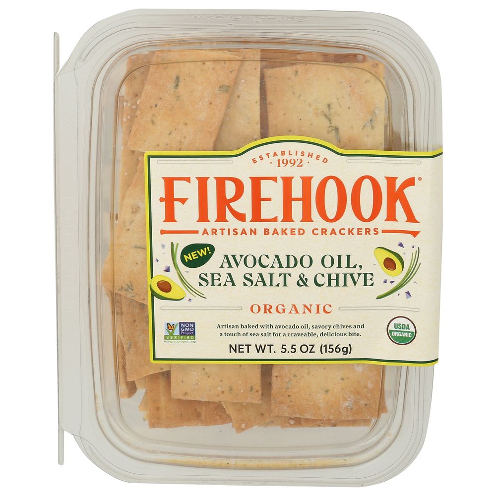Firehook Organic Avocado Oil Sea Salt And Chive Crackers, 5.5 Ounce -- 8 Per Case