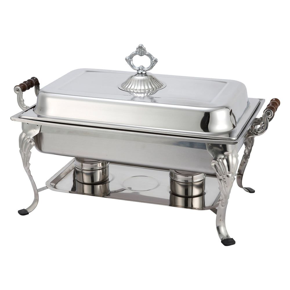 Winco Crown Medium Weight Stainless Steel Rectangle Full Size Chafer, 8 Quart Capacity