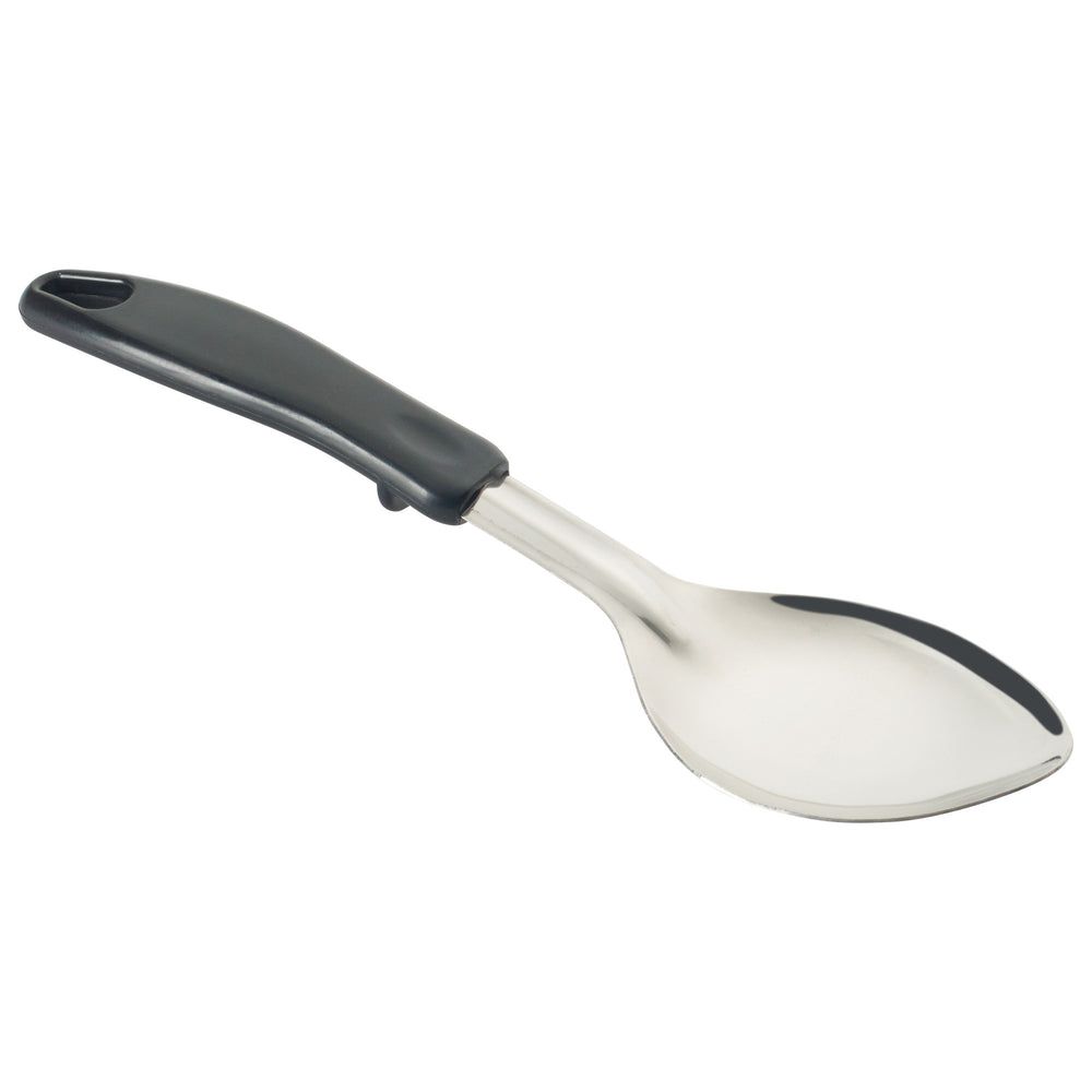 Winco Stainless Steel 1.2mm Solid Basting Spoon With Stop-hook Polypropylene Handle, 11 Inch