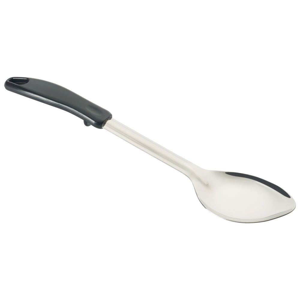 Winco Stainless Steel 1.2mm Solid Basting Spoon With Stop-hook Polypropylene Handle, 13 Inch
