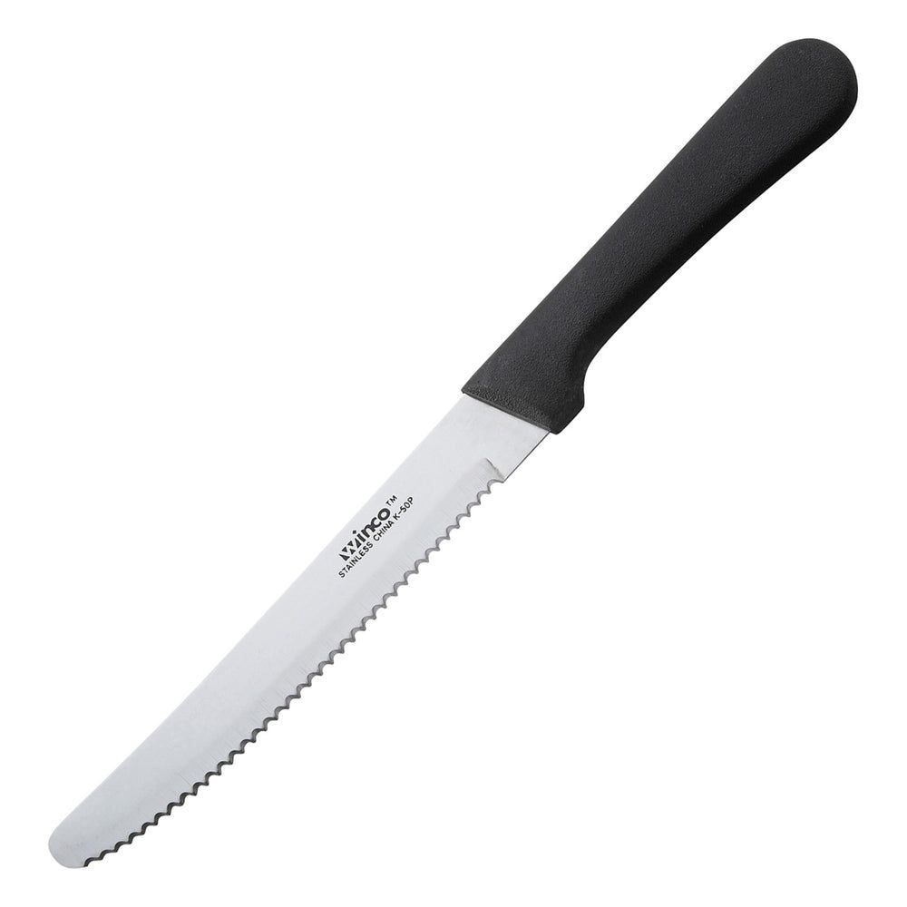 Winco Stainless Steel Round Tip Steak Knife With Plastic Handle, 5 Inch Blade -- 12 Per Case