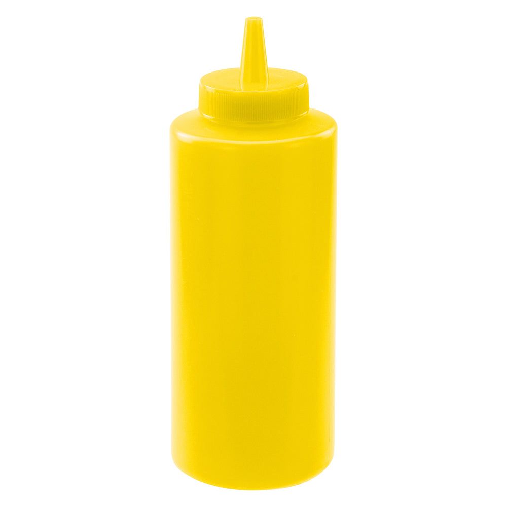 Winco Yellow Plastic Regular Squeeze Bottle, 12 Ounce Capacity -- 72 Per Case