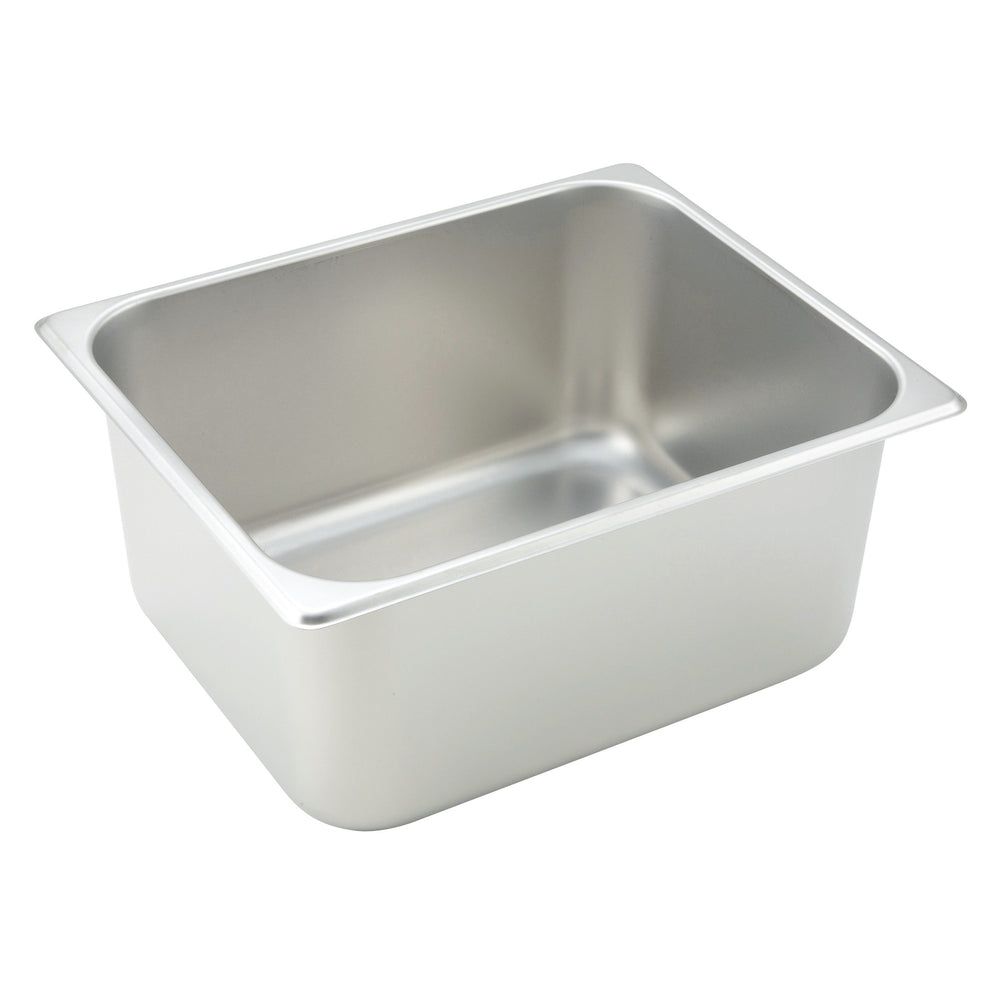 Winco 25 Gauge 18/8 Stainless Steel Standard Weight Straight Sided Half Size Steam Pan, 10 3/8 X 12 3/4 X 6 Inch -- 6 Per Case