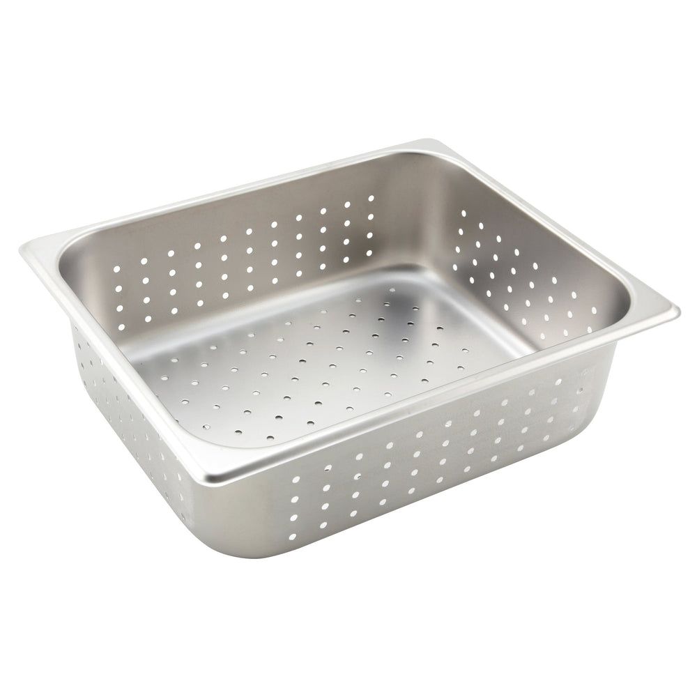 Winco 25 Gauge 18/8 Stainless Steel Half Size Perforated Steam Table Pan, 4 Inch Depth