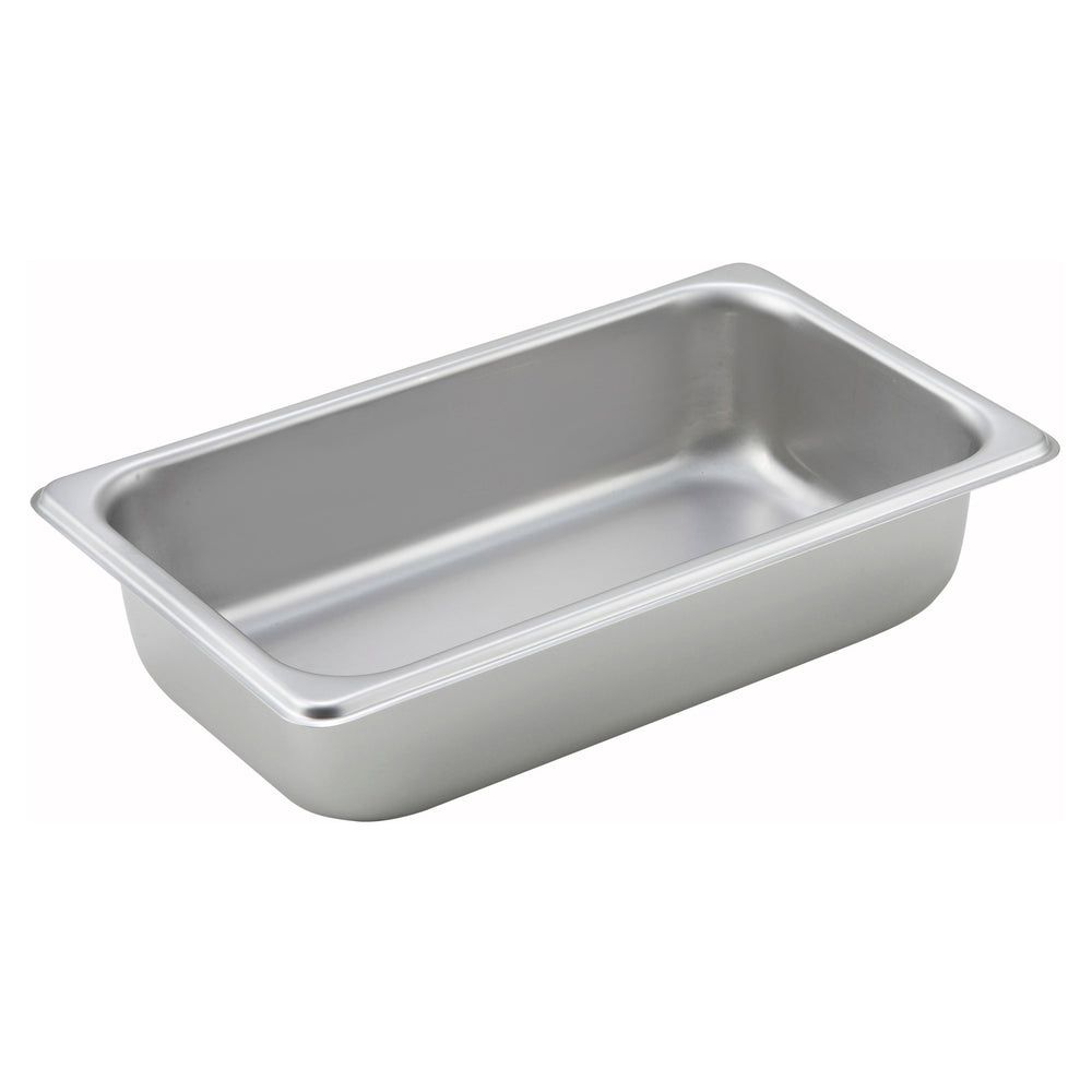 Winco 25 Gauge 18/8 Stainless Steel Standard Weight Straight-sided Quarter Size Steam Table Pan, 10-5/6 X 6-5/16 X 2 1/2 Inch