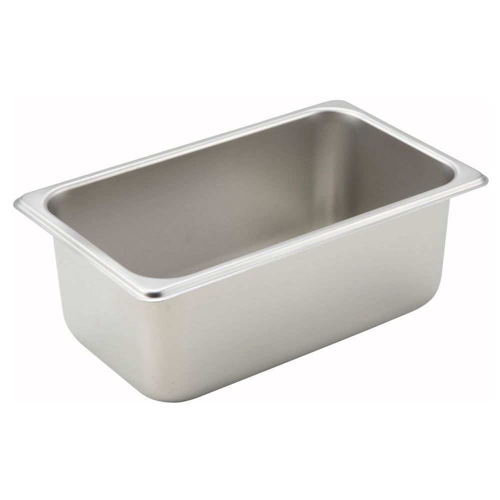 Winco 25 Gauge 18/8 Stainless Steel Standard Weight Straight-sided Quarter Size Steam Table Pan, 10-5/6 X 6-5/16 X 4 Inch