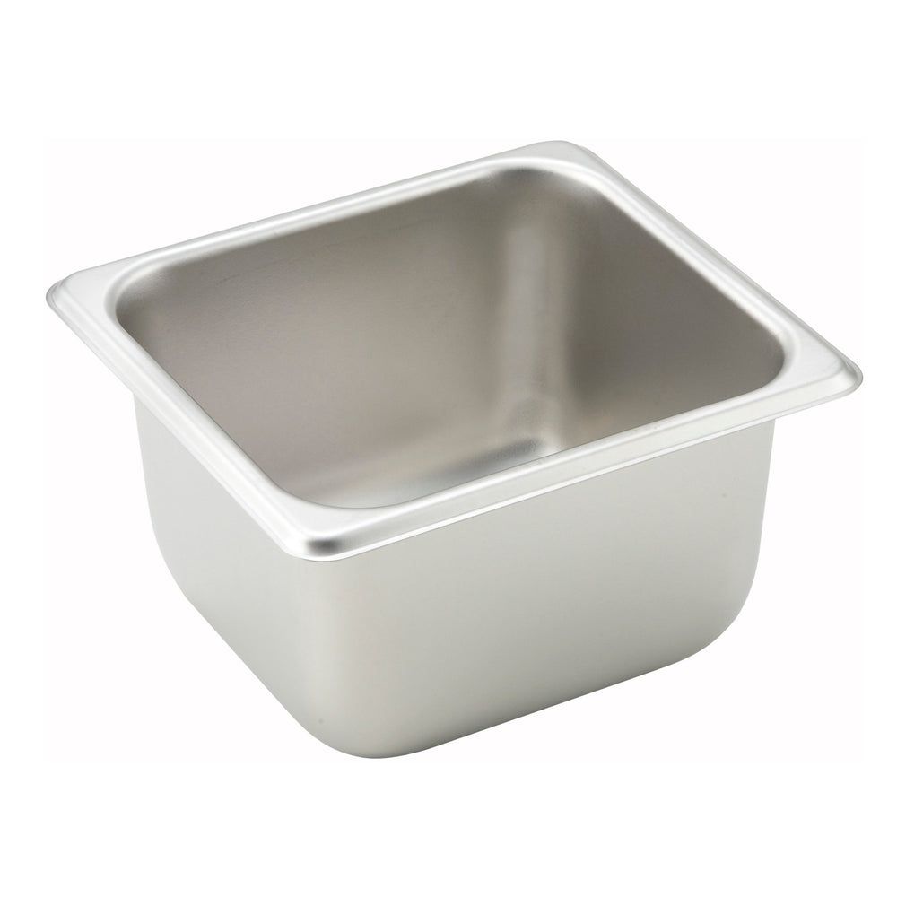 Winco 25 Gauge 18/8 Stainless Steel Standard Weight Straight-sided Sixth Size Steam Table Pan, 6-7/8 X 6-5/16 X 4 Inch