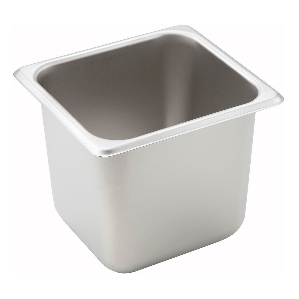 Winco 25 Gauge 18/8 Stainless Steel Standard Weight Straight-sided Sixth Size Steam Table Pan, 6-7/8 X 6-5/16 X 6 Inch