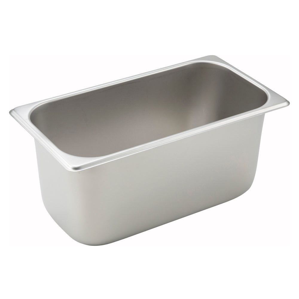 Winco 25 Gauge 18/8 Stainless Steel Standard Weight Straight-sided Third Size Steam Table Pan, 6-7/8 X 12-3/4 X 6 Inch