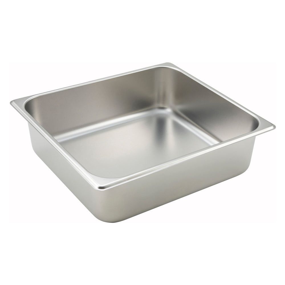 Winco 25 Gauge 18/8 Stainless Steel Standard Weight Straight-sided 2/3 Size Steam Table Pan, 14 X 12-7/ 8x 4 Inch