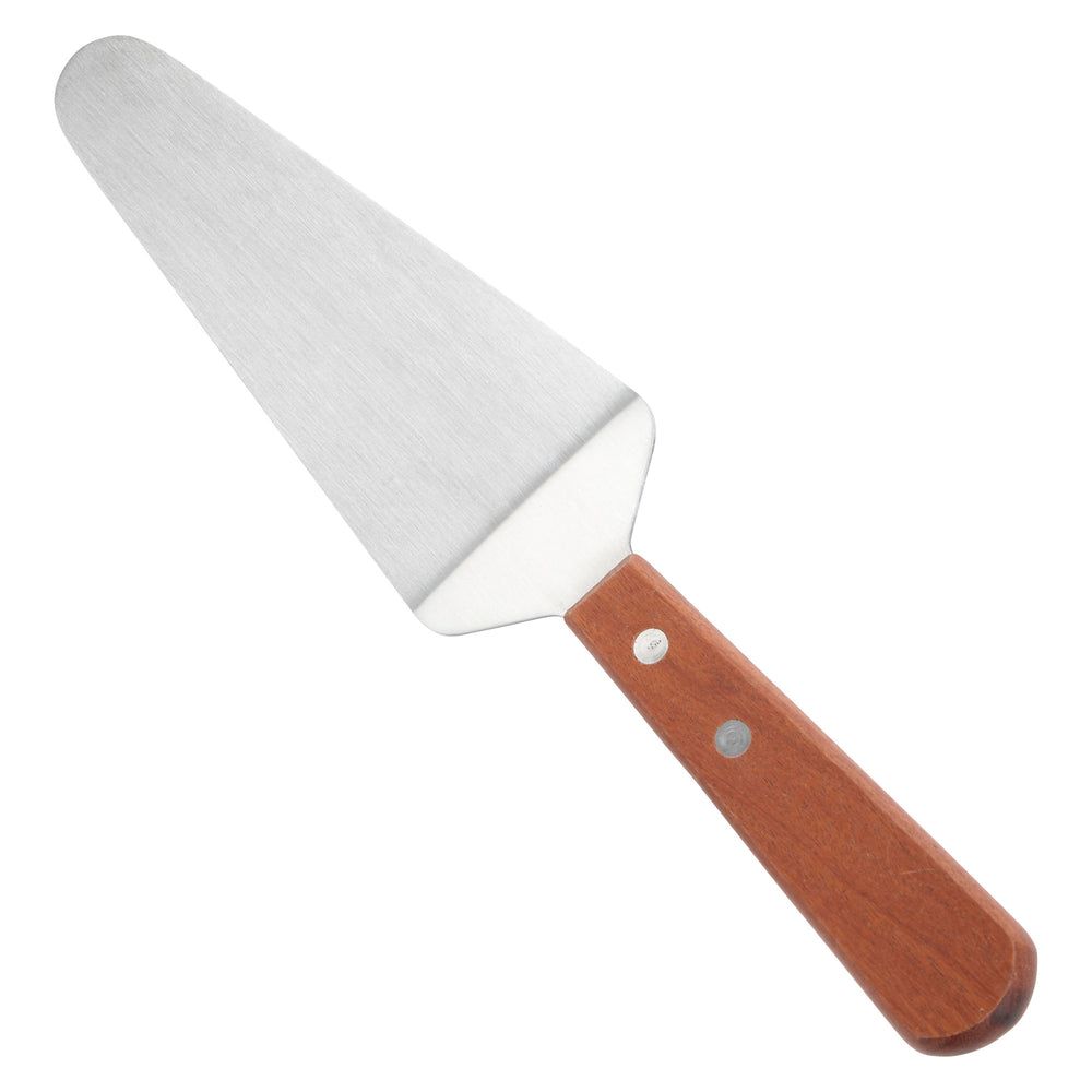 Winco Stainless Steel Satin Finish Offset Pie Server With Wooden Handle, 4 5/8 X 2 3/8 Blade