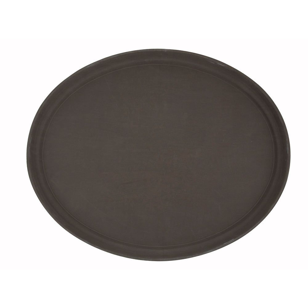 Winco Brown Plastic Oval Easy Hold Rubber Lined Tray, 22 X 27 Inch -- 6 Per Case