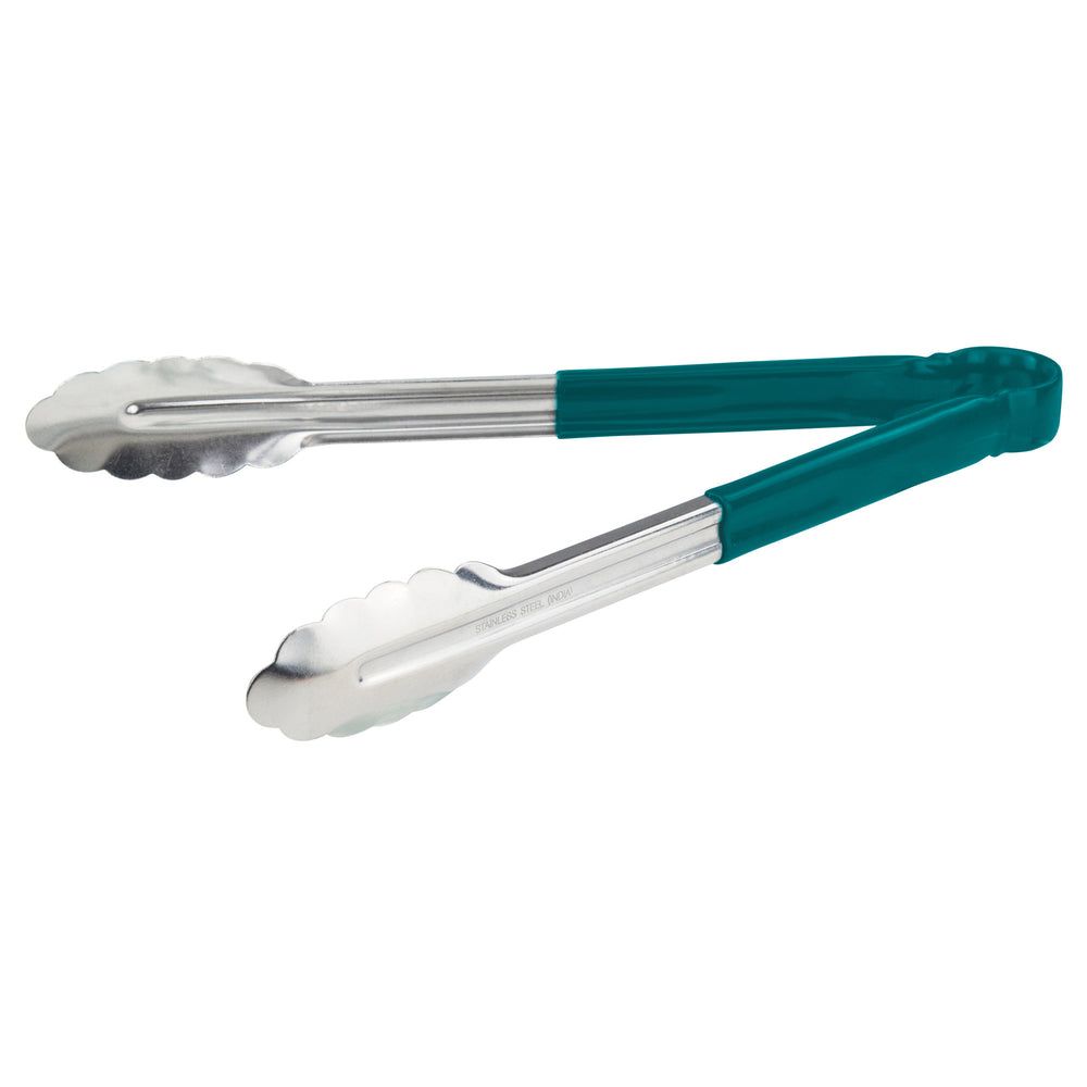 Winco Heavy Duty Stainless Steel Utility Tong With Green Plastic Handle, 12 Inch -- 12 Per Case
