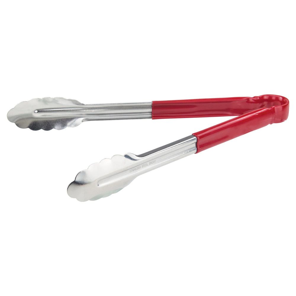 Winco Heavy Duty Stainless Steel Utility Tong With Red Plastic Handle, 12 Inch -- 12 Per Case