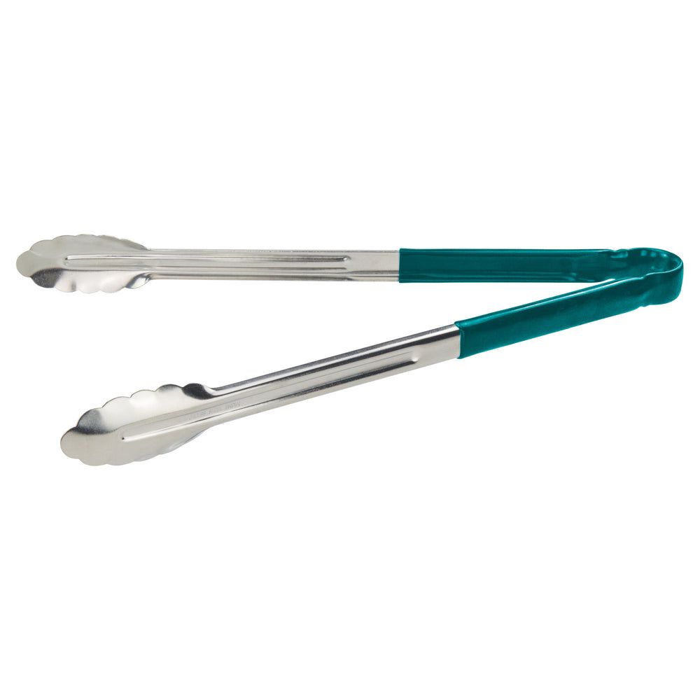 Winco Heavy Duty Stainless Steel Utility Tong With Green Plastic Handle, 16 Inch -- 12 Per Case