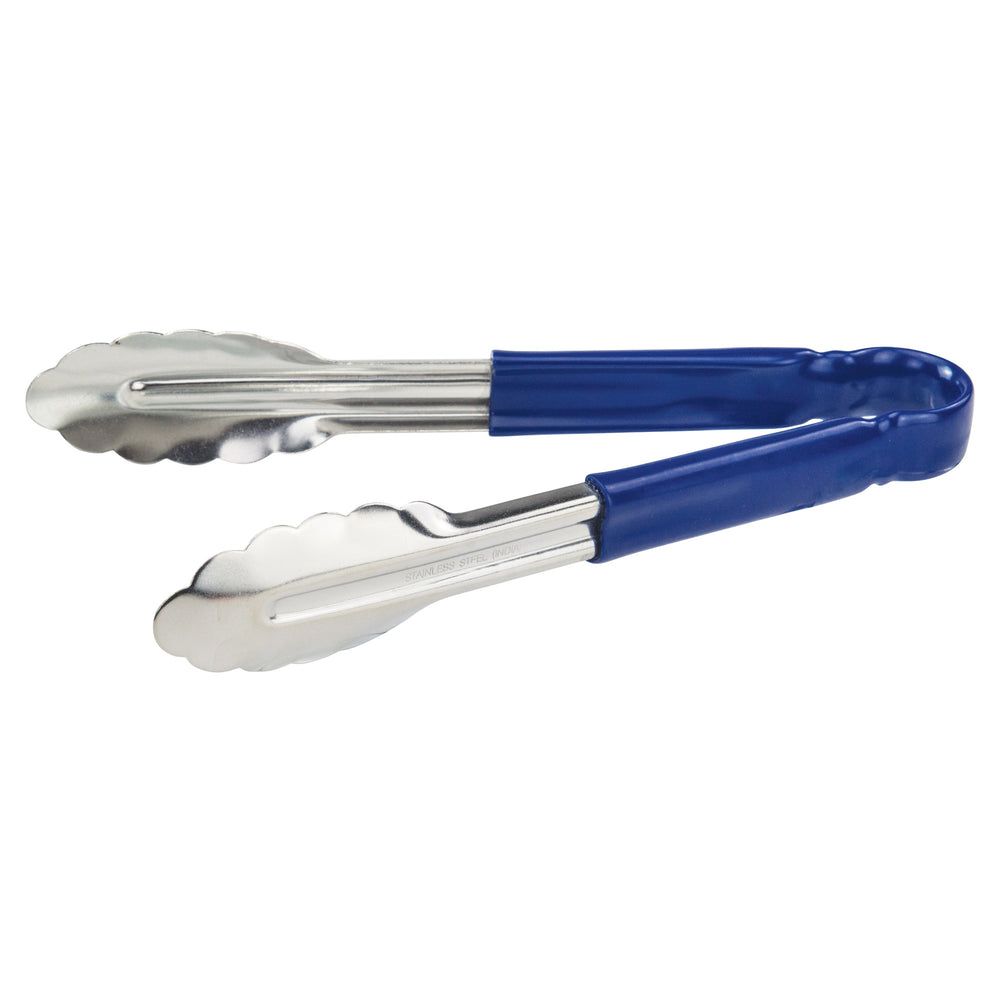 Winco Heavy Duty Stainless Steel Utility Tong With Blue Plastic Handle, 9 Inch -- 12 Per Case