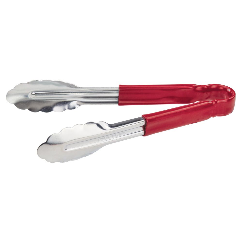 Winco Heavy Duty Stainless Steel Utility Tong With Red Plastic Handle, 9 Inch -- 12 Per Case
