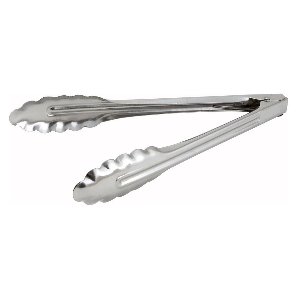Winco Stainless Steel Medium Weight Utility Tong, 9 Inch