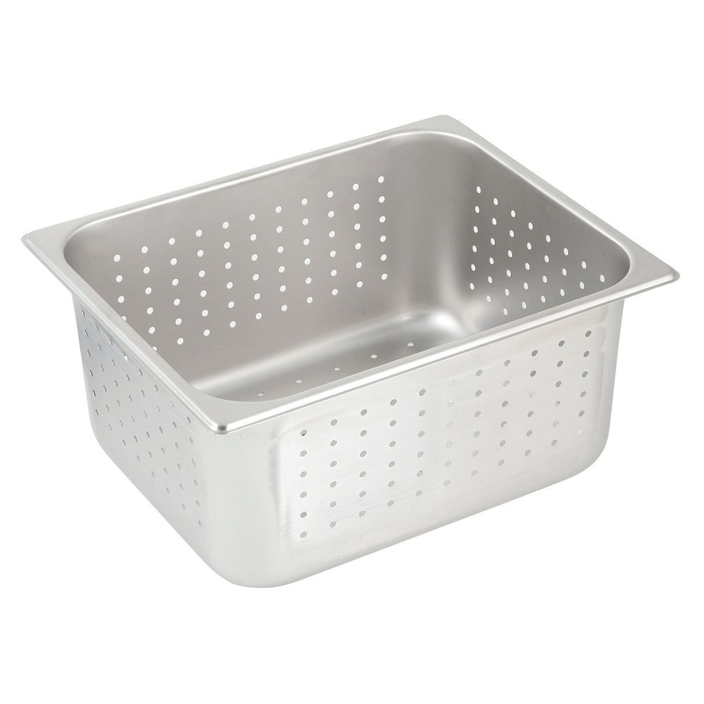 Winco 25 Gauge 18/8 Stainless Steel Half Size Perforated Steam Table Pan, 6 Inch Depth