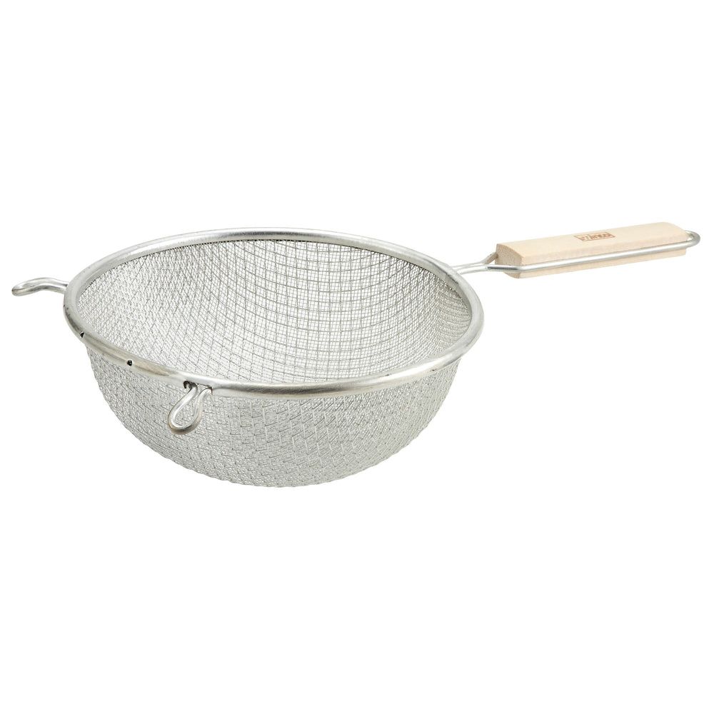 Winco Tinned Medium Double Mesh Strainer, 8 Inch