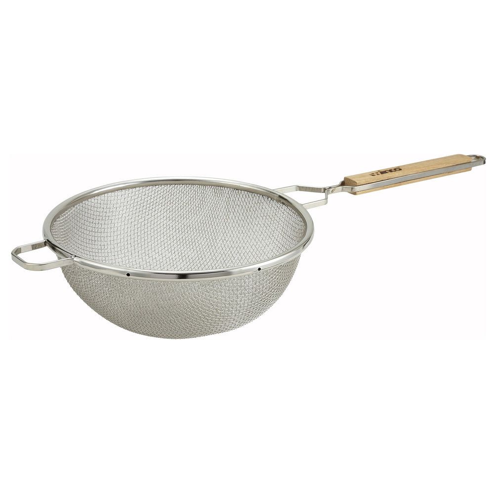 Winco Tinned Medium Double Mesh Strainer, 10 1/2 Inch